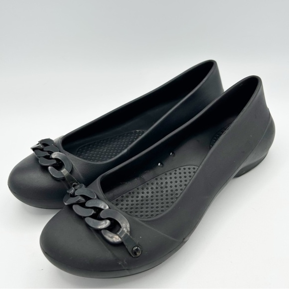 Crocs Womens Gianna Chain Link Ballet Flats Slip On Shoes Black Size 6